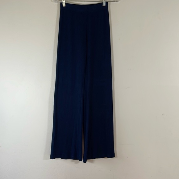 SABLYN RIBBED WIDE LEG PULL ON PANTS NAVY SMALL BB - Picture 1 of 6
